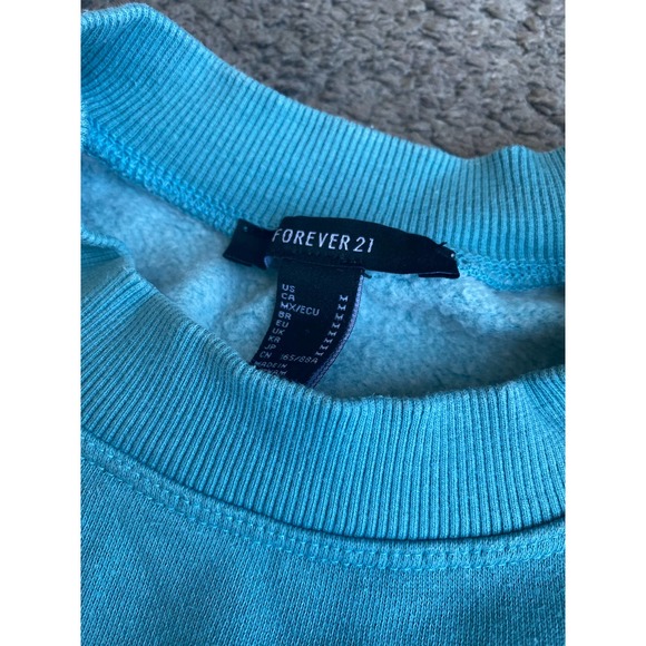 Forever 21 color block (teal/cream/heather gray) crewneck sweatshirt, Size Med - Picture 8 of 11